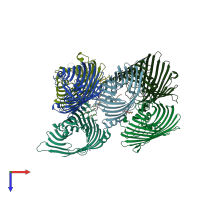 PDB entry 7x5q coloured by chain, top view.