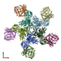 PDB entry 7xc2 coloured by chain, front view.