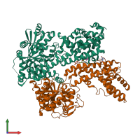 PDB entry 7xey coloured by chain, front view.