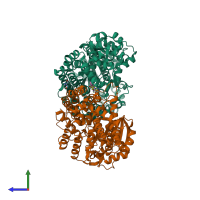 PDB entry 7xey coloured by chain, side view.