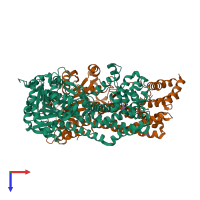 PDB entry 7xey coloured by chain, top view.