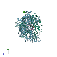 PDB entry 7xgk coloured by chain, side view.