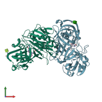 PDB entry 7xgo coloured by chain, front view.