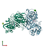 PDB entry 7xgp coloured by chain, front view.