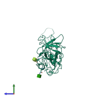 PDB entry 7xiz coloured by chain, side view.