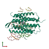 PDB entry 7xjc coloured by chain, front view.