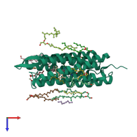 PDB entry 7xjc coloured by chain, top view.