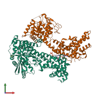 PDB entry 7xjp coloured by chain, front view.