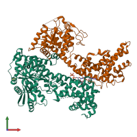 PDB entry 7xjp coloured by chain, front view.