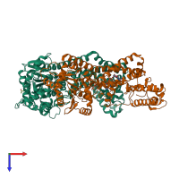 PDB entry 7xjp coloured by chain, top view.