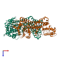 PDB entry 7xjp coloured by chain, top view.