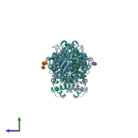 PDB entry 7xn1 coloured by chain, side view.