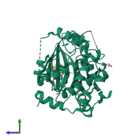PDB entry 7xnc coloured by chain, side view.