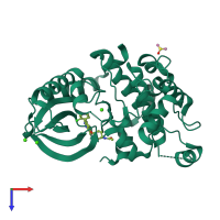 PDB entry 7xnc coloured by chain, top view.