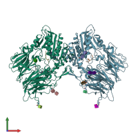 PDB entry 7xnm coloured by chain, front view.