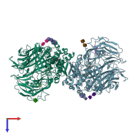 PDB entry 7xnm coloured by chain, top view.