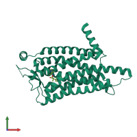 PDB entry 7xrr coloured by chain, front view.