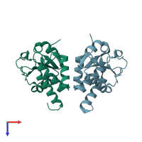PDB entry 7y4d coloured by chain, top view.