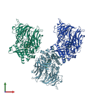 PDB entry 7y4g coloured by chain, front view.