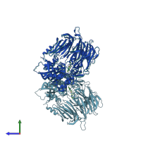 PDB entry 7y4g coloured by chain, side view.