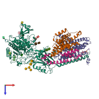 PDB entry 7y5x coloured by chain, top view.