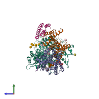 PDB entry 7y5z coloured by chain, side view.