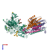 PDB entry 7y5z coloured by chain, top view.