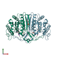 PDB entry 7yd2 coloured by chain, front view.