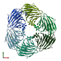 PDB entry 7ye3 coloured by chain, front view.
