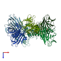 PDB entry 7ye3 coloured by chain, top view.