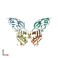 PDB entry 7ygg coloured by chain, front view.