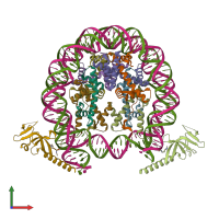 PDB entry 7yi1 coloured by chain, front view.