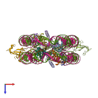 PDB entry 7yi1 coloured by chain, top view.