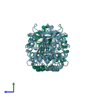 PDB entry 7yii coloured by chain, side view.