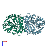 PDB entry 7yii coloured by chain, top view.