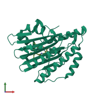 PDB entry 7yk9 coloured by chain, front view.