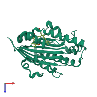 PDB entry 7yk9 coloured by chain, top view.