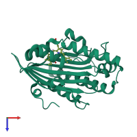 PDB entry 7ykb coloured by chain, top view.