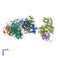 PDB entry 7yne coloured by chain, top view.