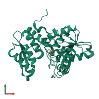PDB entry 7yok coloured by chain, front view.