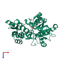 PDB entry 7yok coloured by chain, top view.
