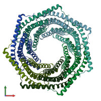 PDB entry 7yqd coloured by chain, front view.