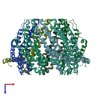 PDB entry 7yqd coloured by chain, top view.