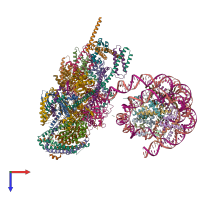 PDB entry 7ywx coloured by chain, top view.