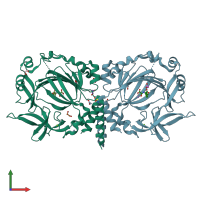 PDB entry 7yxl coloured by chain, front view.