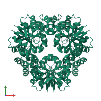 Phosphopantetheine adenylyltransferase in PDB entry 7yy8, assembly 1, front view.