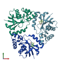 PDB entry 7yyb coloured by chain, front view.