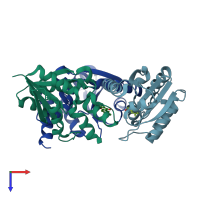 PDB entry 7yyb coloured by chain, top view.