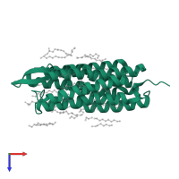 Bacteriorhodopsin in PDB entry 7z0d, assembly 1, top view.