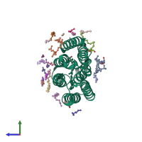 PDB entry 7z0e coloured by chain, side view.